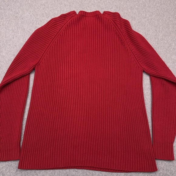 Vintage Lands'‎ End Sweater Men's Large Red Ribbed Knit Crew Neck Made in USA - Picture 7 of 7